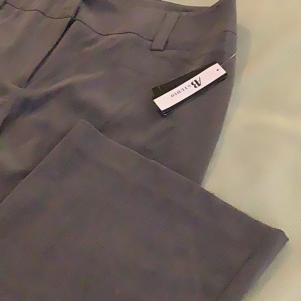NWT AB Studio women’s grey stretch dress pants size 12, wide leg. - Picture 2 of 12